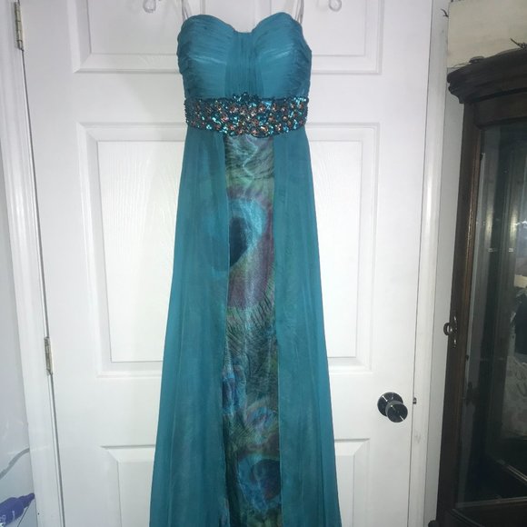 COPY - 3 New Tony Bowls Peacock Turquoise Prom/Pageant/Homecoming/Bridesmaid Dr… - Picture 8 of 8